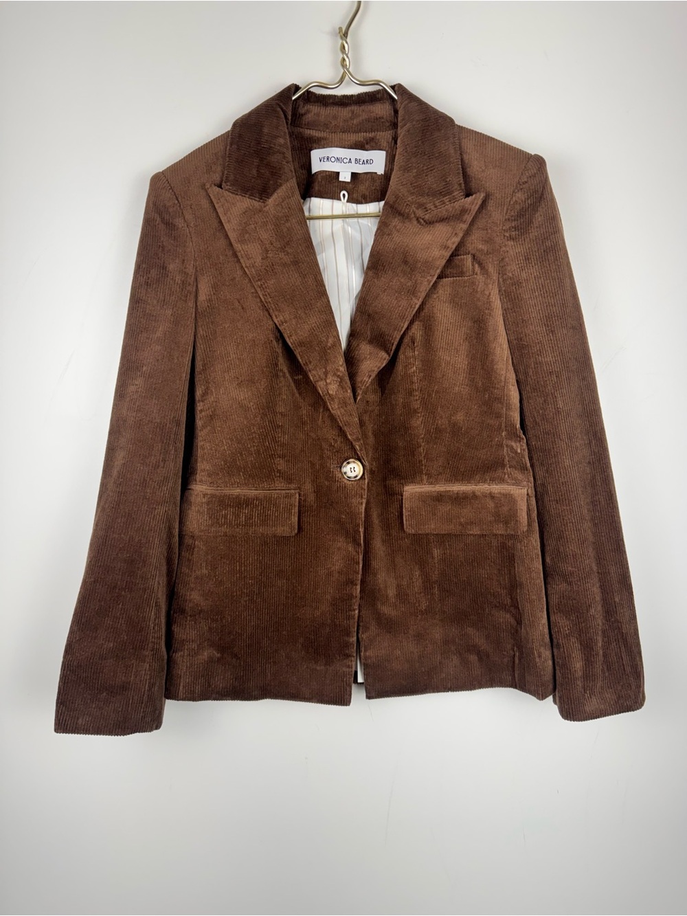 VERONICA BEARD Reagan Corduroy Dickey Jacket Dark Cocoa Brown Sz 2 Dark Academia - Picture 2 of 10